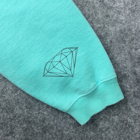 Diamond Supply Sweatshirt Womens Medium Teal‎ Blue Crewneck Pullover Y2K Skate - Picture 7 of 12